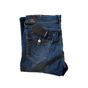 NWT True Religion Jeans Men's Blue Denim Billy Flap Bootcut 33x33.5 Dark